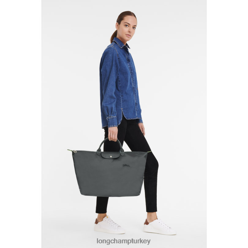 Longchamp çanta grafit kadınlar le pliage yeşil seyahat çantası NJPBL789