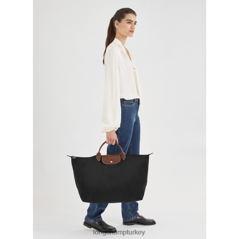 Longchamp çanta siyah kadınlar le pliage orijinal seyahat çantası NJPBL805